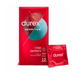 Durex Sensitive Close Fit Condoms 12 Τεμάχια Λεπτά Προφυλακτικά με Στενή Εφαρμογή