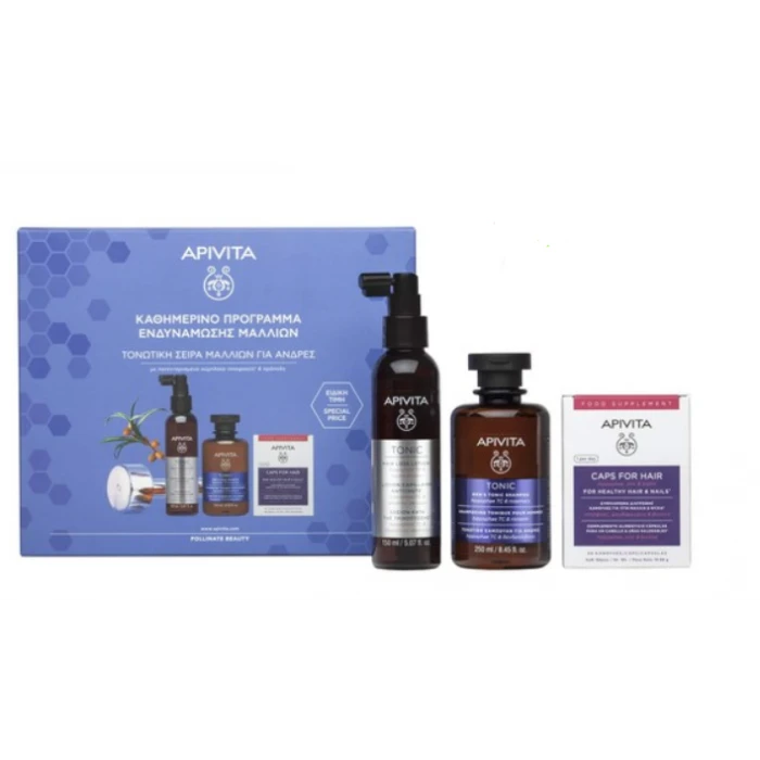 Apivita Rescue Kit Τριχόπτωσης για Άνδρες με Τονωτικό Σαμπουάν 250ml & Λοσιόν κατά της Τριχόπτωσης 150ml & Συμπλήρωμα Διατροφής για υγιή Μαλλιά και Νύχια 30κάψουλες 3 Apivita Rescue Kit Τριχόπτωσης για Άνδρες με Τονωτικό Σαμπουάν 250ml & Λοσιόν κατά της Τριχόπτωσης 150ml & Συμπλήρωμα Διατροφής για υγιή Μαλλιά και Νύχια 30κάψουλες