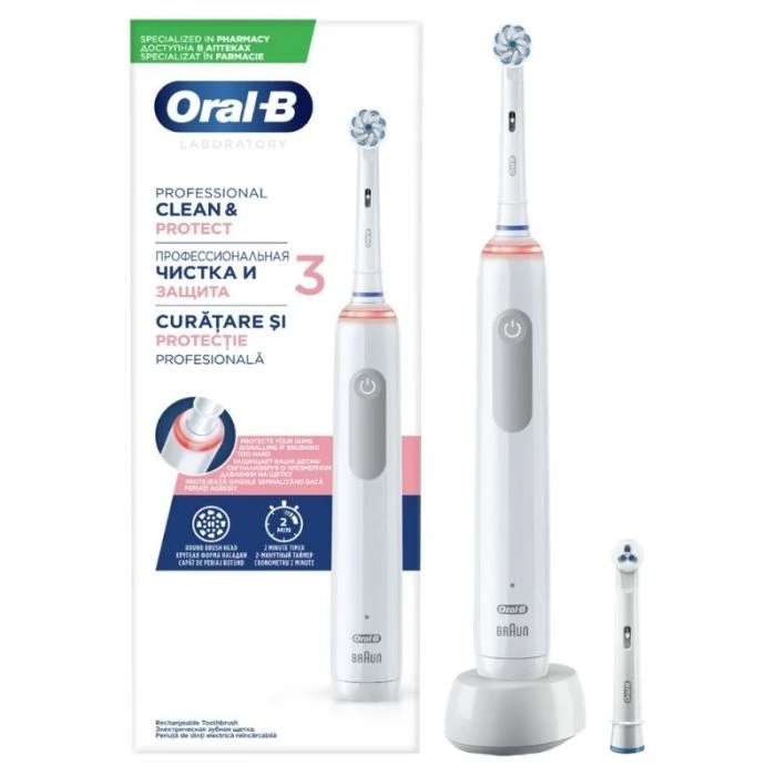 Oral B Oral-B Professional Clean & Protect 3 Επαναφορτιζόμενη Ηλεκτρική Οδοντόβουρτσα με Χρονομετρητή 1τεμάχιο 3 Oral B Oral-B Professional Clean & Protect 3 Επαναφορτιζόμενη Ηλεκτρική Οδοντόβουρτσα με Χρονομετρητή 1τεμάχιο