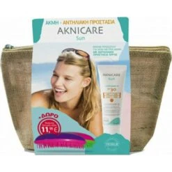 Synchroline Aknicare Sun Πακέτο Προσφοράς, Αντιλιακή Κρέμα για Ακμή Spf30 50ml & Dessata Βούρτσα Μαλλιών