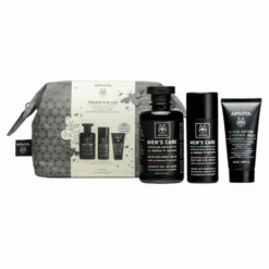 Apivita Treats For Him Ανδρικό Σαμπουάν - Αφρόλουτρο με Κάρδαμο και Πρόπολη 250ml & Αντιρυτιδική Κρέμα Προσώπου και Ματιών 50ml & Gel Καθαρισμού Προσώπου 50ml