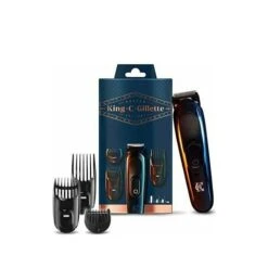 Gillette® Gillette King C. Gillette Men’s Beard Trimmer Επαναφορτιζόμενη Μηχανή Κουρέματος για Γένια 1τμχ & Χτενάκια 3τμχ & Βουρτσάκι Καθαρισμού 1τμχ