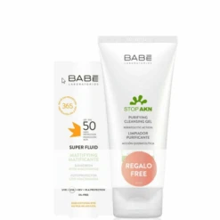 Babe Promo Sun Super Fluid Αντηλιακή Κρέμα Προσώπου SPF50 50ml & Δώρο Stop Akn Τζελ Καθαρισμού Προσώπου 100ml
