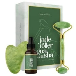 Eco Masters Jade Roller Νεφρίτη & Gua Sha Εργαλείο Γλυπτικής Προσώπου Eco Masters & Serum Βιταμίνης C